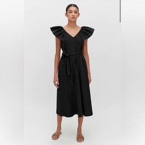 Cuyana Linen Flutter Sleeve Dress, black size M - NWT